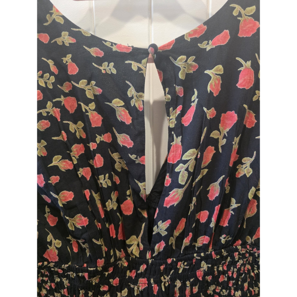 Free People Keep You Mini Dress Size L $128 Floral Flowy Runched V Neck Feminine - Picture 7 of 8